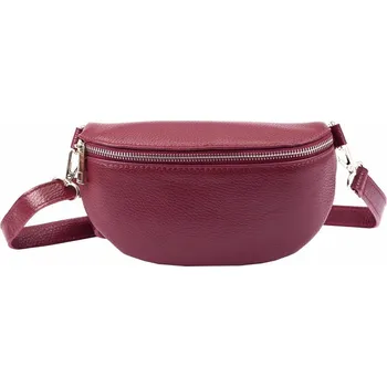 Kabelka Dámská tmavěčervená kožená ledvinka Vera Pelle no. 15 - zlaté aplikace