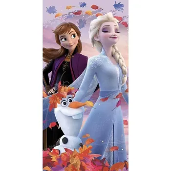 Dětská plážová osuška 70x140 Frozen Ledové Království Anna a Elsa fialová