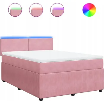 Postel Kontinentální postel 200x144x100,5 cm růžová s LED osvětlením