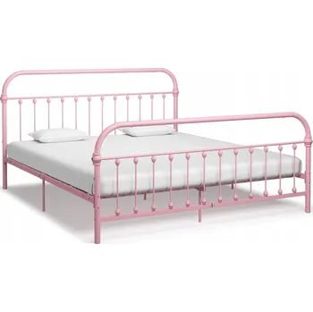 Postel Kovový rám postele růžový 213 x 191 x 109 cm, nutná montáž