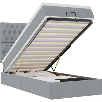 Postel Světle šedý rám postele s matrací 203 x 100 x 118/128 cm, taštičkové pružiny