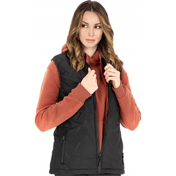 Dámská vesta DÁMSKÁ PROŠÍVANÁ ZATEPLENÁ VESTA BEZ RUKÁVŮ NA ZIP ČERNÁ 2XL