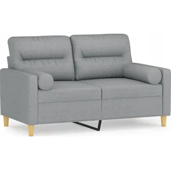 Pohovka Světle šedá 2místná pohovka s ozdobnými polštáři 138 x 77 x 80 cm