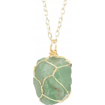 Náhrdelník Zlatý Náhrdelník s Kamenem Aventurín Dámský Drahý Kámen Dárek