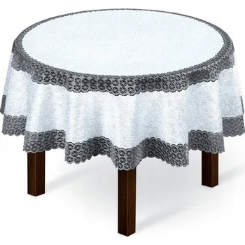 ubrus Žakárový ubrus vzor 24900, průměr 180 cm, kulatý, krémově bílá / šedá, silná příze