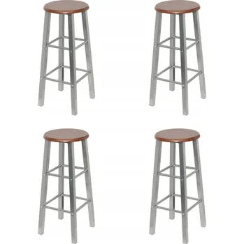 Barová židle Barové židle 4 ks, stříbrné a hnědé, 30 x 70 cm