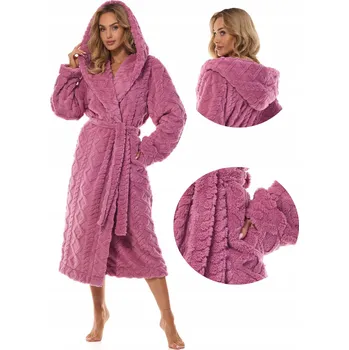 Dámský župan Dámský župan L&L 2402 Geo dlouhý, třešňový, velikost M