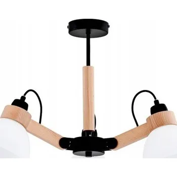 Stropní svítidlo DANTONA dřevo/černá/bílá prům. 60cm