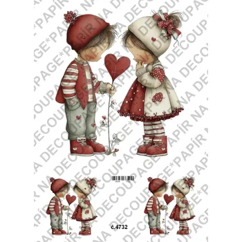 Umělecký papír Rýžový a soft papír na decoupage - Valentýnky - KB4732 Materiál: Soft, Rozměr: A4