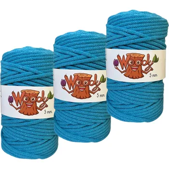 Příze 3x Woody 5 mm – Tyrkysová (100m)