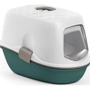 Toaleta pro kočku Toaleta krytá - Furba Top Chic 58,5x39,4x42,7cm zelená/šedá/bílá