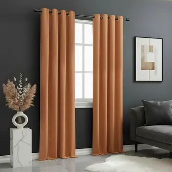 Dekorační jednobarevný závěs s kroužky EASY TOP cihlová 1x140x250 cm (cena za 1 kus) MyBestHome