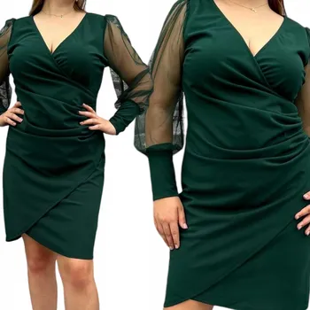 Dámské šaty Večerní šaty V707 s volným ŠATY , tylové, zelené, vel. 48 (4XL)