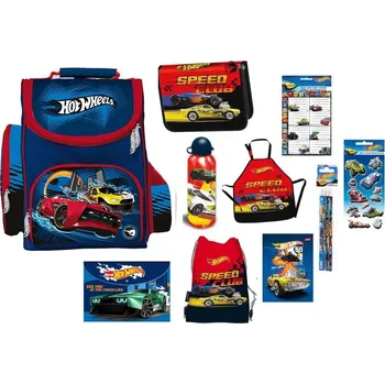 Školní batoh ZVÝHODNĚNÝ ŠKOLNÍ SET SADA S AKTOVKOU aktovka HOT WHEELS 10ks HW50796/10/02