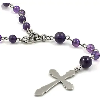 Náhrdelník Růženec z minerálu ametystu