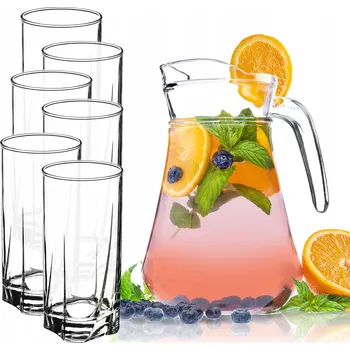 KADAX SKLENĚNÝ DŽBÁN NA DŽUS + 6 SKLENIC 380ml