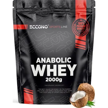 Protein ECCONO ANABOLIC WHEY PROTEIN 2000G Syrovátkový protein 80% koncentrát WPC MPC Kokos (Kokosová příchuť)