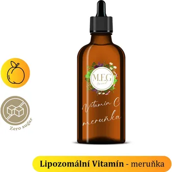 Doplněk stravy M.E.G Lipozomální Vitamín C – Meruňka (100 ml) se sladidlem
