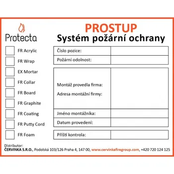 Revizní štítek PROTECTA® pro systémy pasivní požární ochrany Varianta: Samolepící štítek