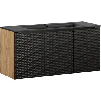 Koupelnový nábytek Skříňka 120 cm černý dub s umyvadlem k zapuštění, černá barva