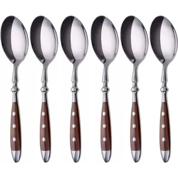Příbor 6 JÍDELNÍCH LŽIC PŘÍBORŮ COUNTRY retro nerezová ocel VINTAGE 6 ks. bronzová