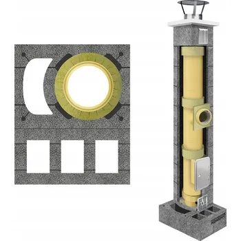 Krbová kamna Keramický komínový systém fi 160 mm, 11 m, 49x60 cm, pro krbová kamna a krby, 4 ventilace