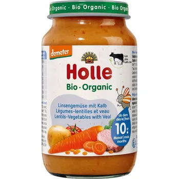 Holle Příkrm Čočka - zelenina s telecím masem po 10 měsících 220 g Bio
