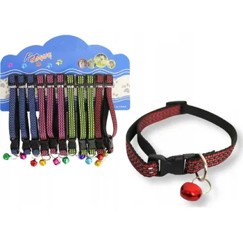 Obojek pro psa Obojek pro psa nebo kočku s proužky a zvonkem, nastavitelný 20–30 cm, mix barev