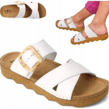 Dámské pantofle Nazouváky Kožené Dámské Ortopedické Lehké Dr Orto Zdravotní Bílé 40