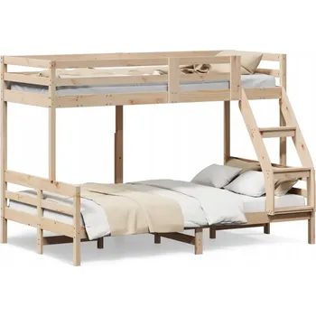 Postel Dřevěná patrová postel z borovicového dřeva 207x125,5x145 cm, neošetřená