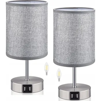 Lampička Noční lampa s dotykovým stmíváním, moderní stolní lampa + žárovka 2ks