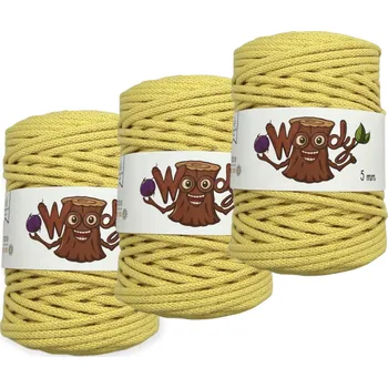 Příze 3x Woody 5 mm – Žlutá (100m)