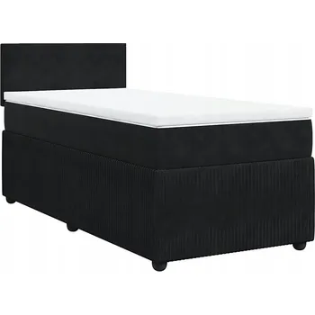 Postel Černá kontinentální postel 200x100x100,5 cm s matrací a topperem