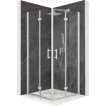 Sprchový kout 80x80 cm, výklopné dveře, stříbrné sklo ESG 6 mm + povrchová úprava