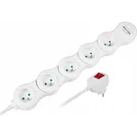 Prodlužovací skládací hadice zásuvková lišta 1,5m 5 zásuvek 2xUSB Rebel