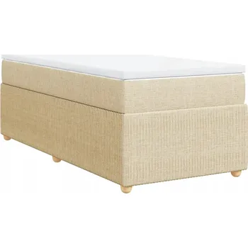 Postel Kontinentální postel krémová 200 x 100 x 46 cm s matrací a topperem