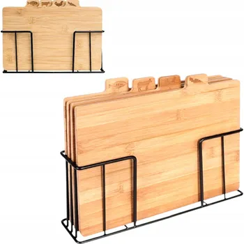 Kuchyňské prkénko KRÁJECÍ PRKÉNKO 4 KS DŘEVĚNÁ KUCHYŇSKÁ SADA PRKÉNEK + STOJAN