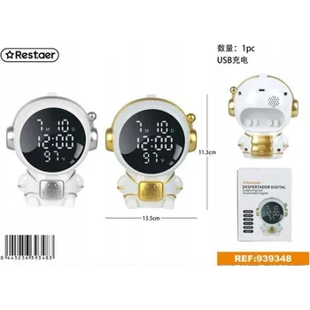 Hodiny Budík ve tvaru astronauta s USB nabíjením