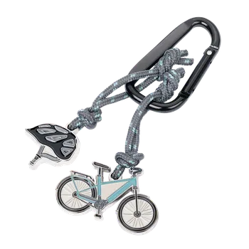 Školní batoh Klíčenka Troika s karabinou, jízdní kolo a přilba