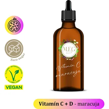 Doplněk stravy M.E.G Tekutý Vitamín C + D - Maracuja se sladidlem