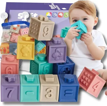 ostatní stavebnice Měkké kreativní senzorické stavebnice pro miminka a děti, s funkcí kousátka
