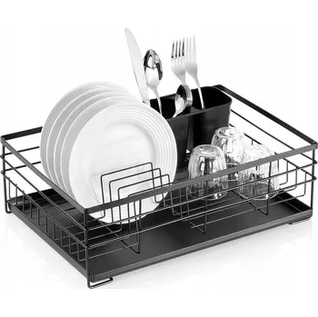 Odkapávač na nádobí Odkapávač na nádobí na talíře Příbory Prostorná černá VILDE 43 x 32 x 14,5 cm