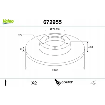 Brzdový kotouč Valeo 672955 Brzdový kotouč