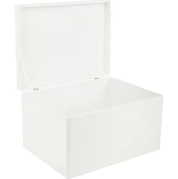 Úložný box Krabička dřevěná Creative Deco bílá na hračky s víkem 40x30x24 cm