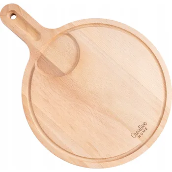 Kuchyňské prkénko Dřevěné prkénko na krájení s rukojetí, přírodní, na pizzu a sýry, 40 x 30 cm