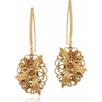 Náušnice Ažurové náušnice s motivem květin a listů, zdobené krystalky (P24/JES/