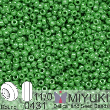 Korálek Korálky Miyuki Round 11/0. Barva 0431 Opaque Green Luster. Balení 5g.