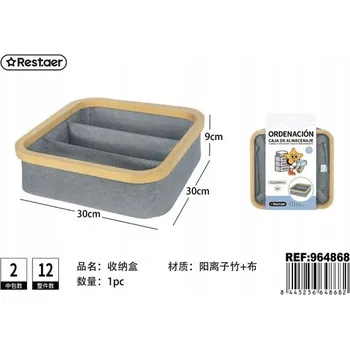 Úložný box Čtvercový Úložný Koš se 3 Přihrádkami z Bambusu