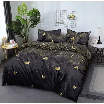 Povlečení Povlečení 3D Bavlněný Satén 220/200 3 Č. Zlaté Listy