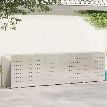 Úložný box Úložný box na 3 popelnice Stříbrná 340 x 77,5 x 115,5 cm